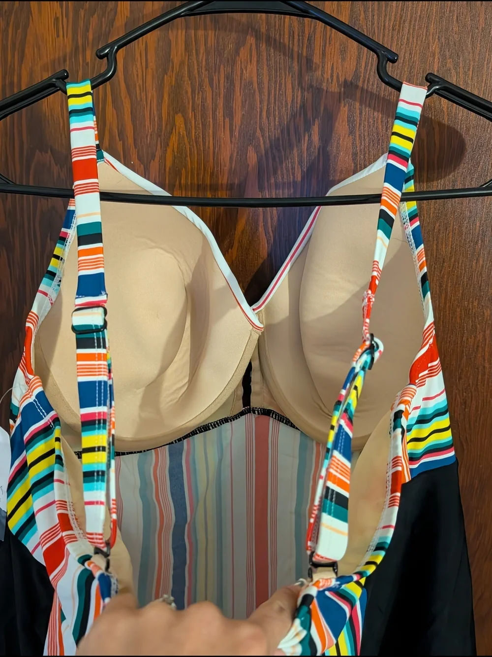 SWIM by Cacique Multicolor Striped Swim Top